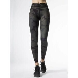 Carbon38 Wildcat Green Camo Camouflage Ruched Yoga Athletic Leggings Pants Sz S